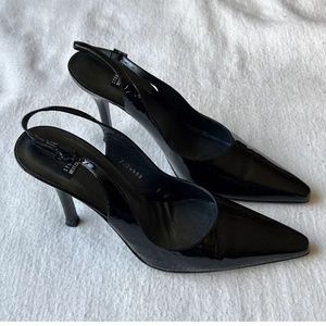 Stuart Weitzman Shoes Womens 9 Black Patent Leather Slingback High Heels